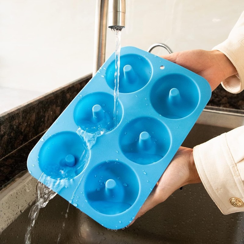 Blue Silicone Donut Molds Set of 2, Food Grade, Non-Stick, Oven & Dishwasher ... gallery