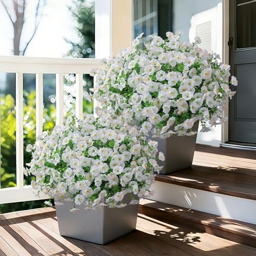 24 Bundles Artificial Flowers for Outdoors Summer Outside Decoration, White gallery