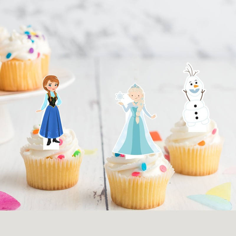 Frozen Anna Elsa Pre-cut Edible Stand-Up Wafer Card Cupcake Toppers