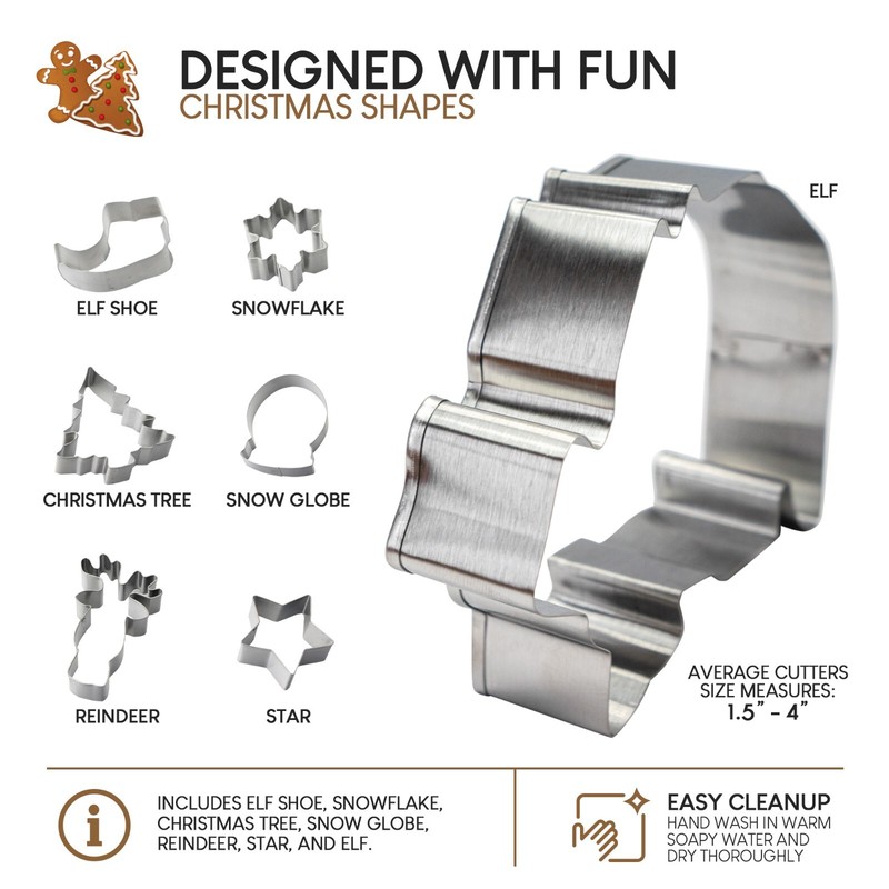 Cookie Cutters Holiday Shapes Stainless Steel Baking Set Set of 7