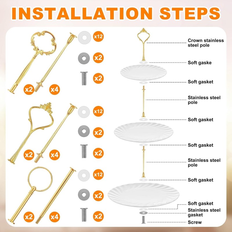 6 Sets of Elegant Gold Tiered Cake Stand Hardware – Perfect for Your Events gallery