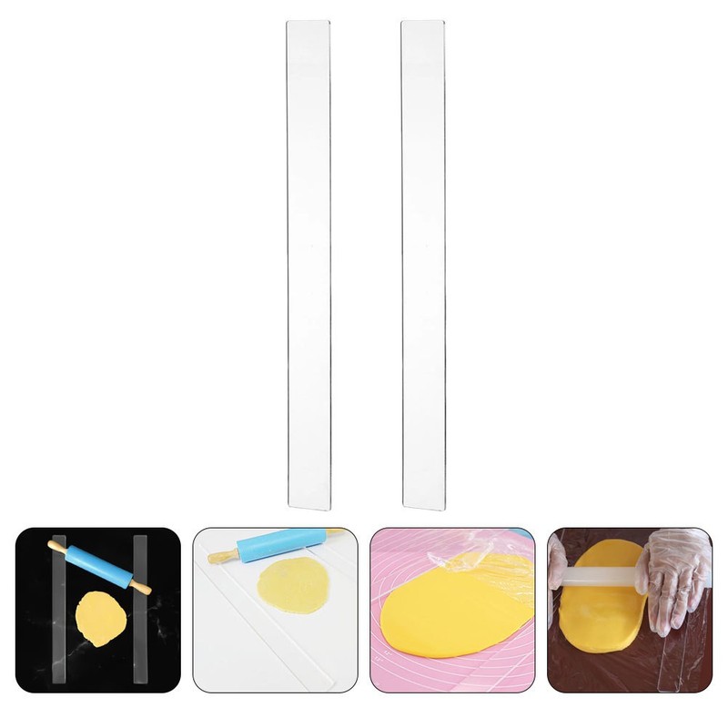 2 Pcs Kitchen Dough Thickness Measuring Rulers Acrylic Rolling Pin Guides gallery