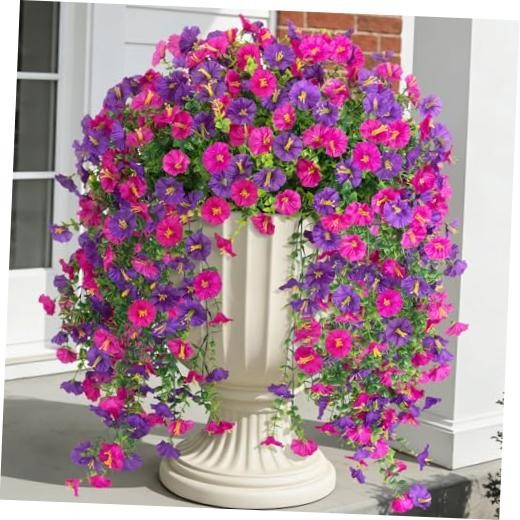 Fake Artificial Hanging Morning Glory Flowers for Purple and Dark Purple gallery