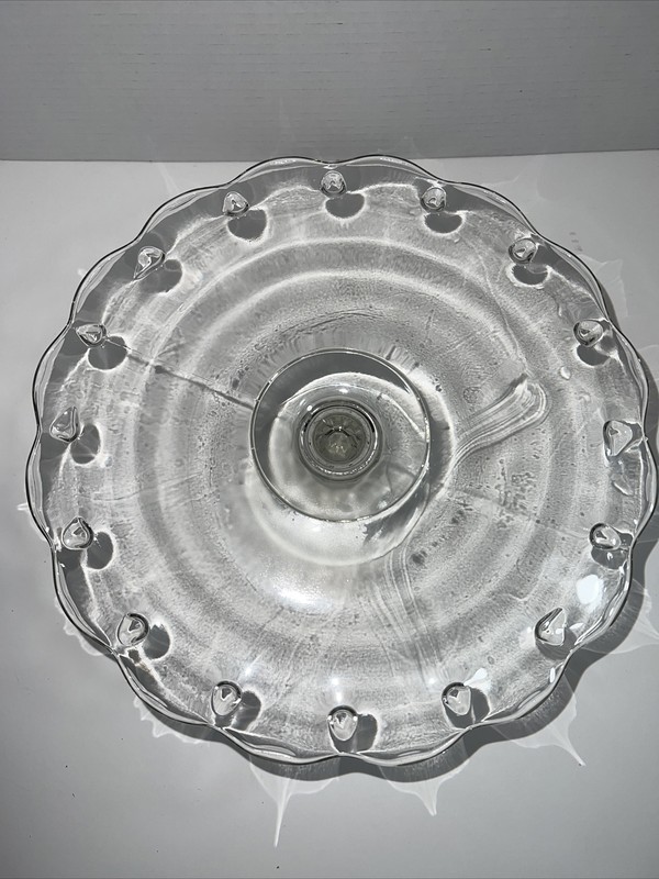 Vintage Indiana Glass Teardrop Cake Stand Pedestal Plate Scalloped Edge 11" gallery
