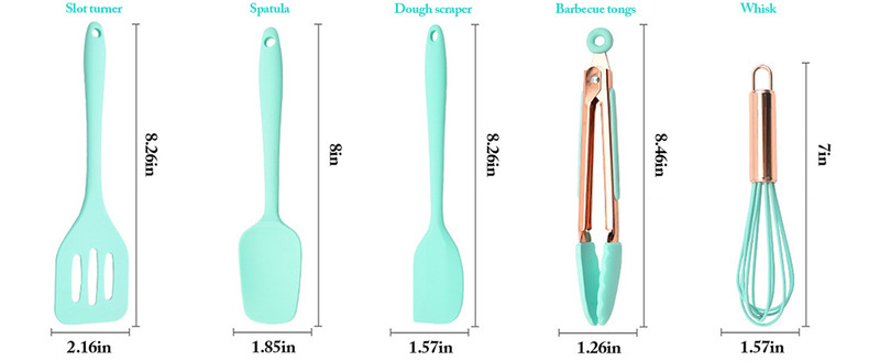 Kitchen Utensil Set,5 Pcs Mini Silicone Cooking Utensils Sets,Heat gallery