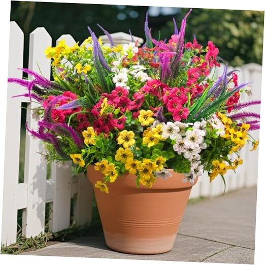 20 Packs Artificial Flowers Outdoor UV Resistant Fake Plants for Garden Mix