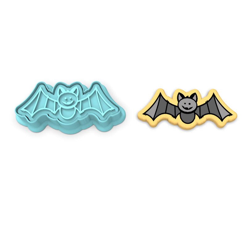 Halloween Bat Cookie Cutter & Stamp 1 | Furry Flying Bats Scary Creepy Boo Eek