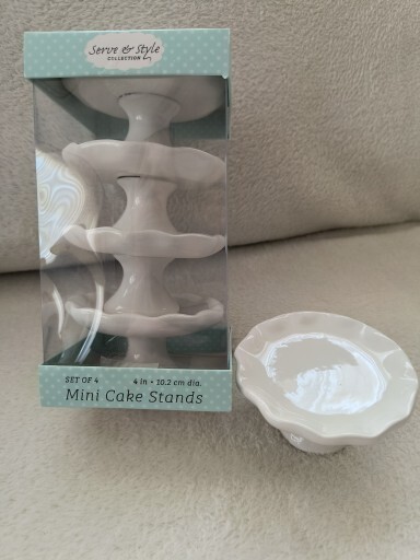 White Ceramic Round CUPCAKE Pedestals (set of 4) 4 " Dia. (2 Sets Available) gallery