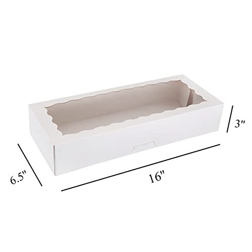 30-Pack Bakery Boxes with Window 16" x 6.5" x 3" Cookie Boxes Auto-Popup Long... gallery