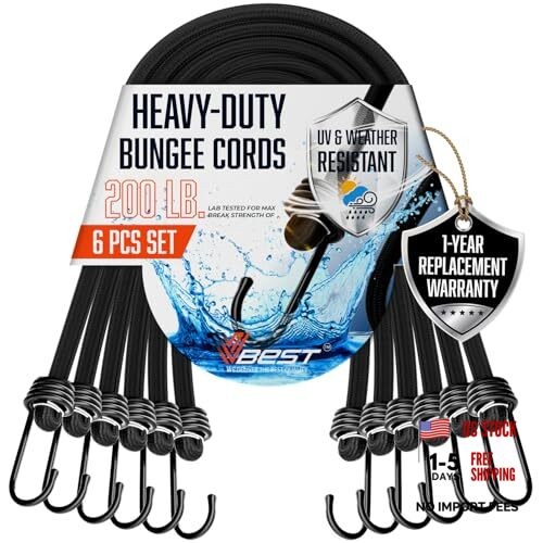 Bungee Cords with Hooks 24 Inch – 6 Pack Heavy Duty 6×24″ – 2 ft