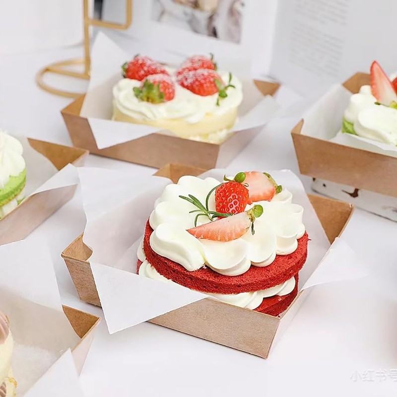 50 Pack Small Paper Charcuterie Boxes with Clear Lids, 4×4 Inch Mini Cake Sli... gallery