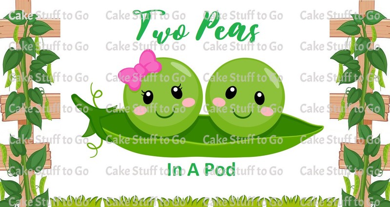 Two Peas In A Pod Baby Shower Edible Cake Topper Decoration