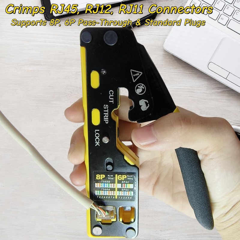 Crimp Tool Passthrough 8P 6P RJ45 Crimper/Wire Cutter/Wire Stripper for RJ11 gallery