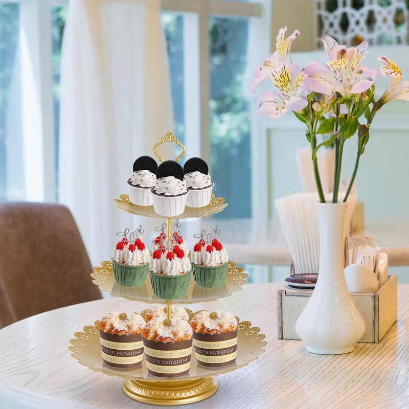 Set of 10 Cake Stand Metal Cupcake Stand Set W/ Multiple Combination Styles gallery