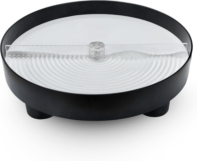11.5" Automatic Garden Zen Self Rotating Sandscrape Tray, Mindfulness Meditation gallery