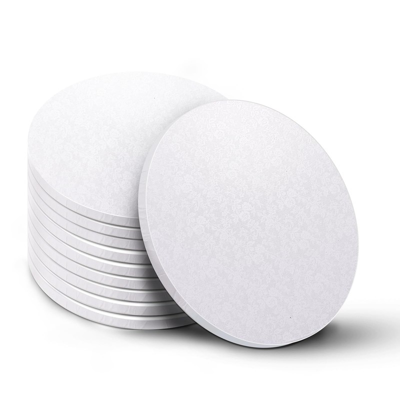10 PCS 12 Inch White Round Cake Drums 1/2 Inch Thick Full Wrap Edge Board