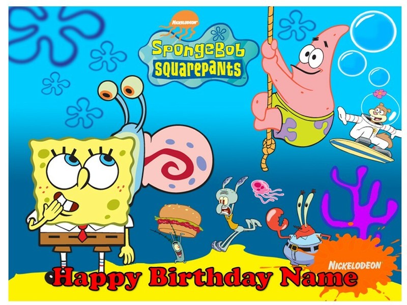 EDIBLE CAKE TOPPER SPONGEBOB ICING SUGAR SHEET PARTY DECORATION