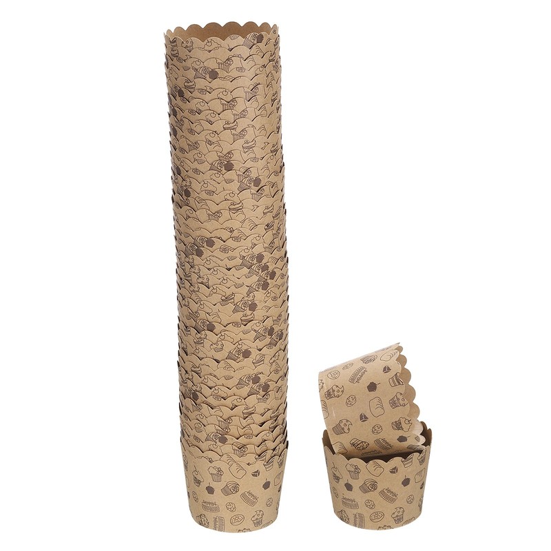 50Pcs Paper Baking Cups Small Brown Kraft Paper Muffins Liner Cupcake Small Cake