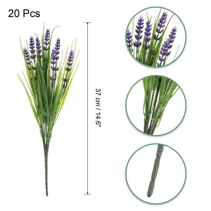 20pcs Artificial Grass Plants, 14.6" Green Fake Lavender for Decoration gallery