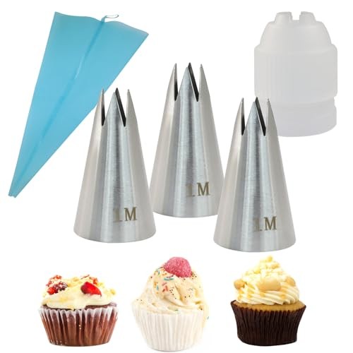 3 Pcs 1M Piping Tips - Stainless Steel Decorating Seamless Nozzles 1M + 1M + 1M gallery
