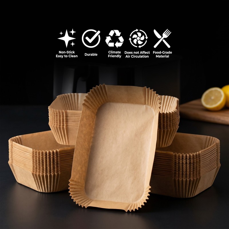 Rectangular Air Fryer Paper Liners 7.8"x5.5" Non-Stick Baking Parchment gallery