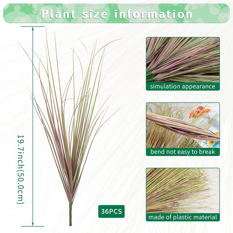 LUZOGA 36Pcs Artificial Grass Plants, Faux Shrubs Wheat Grass, Artificial Tall G gallery