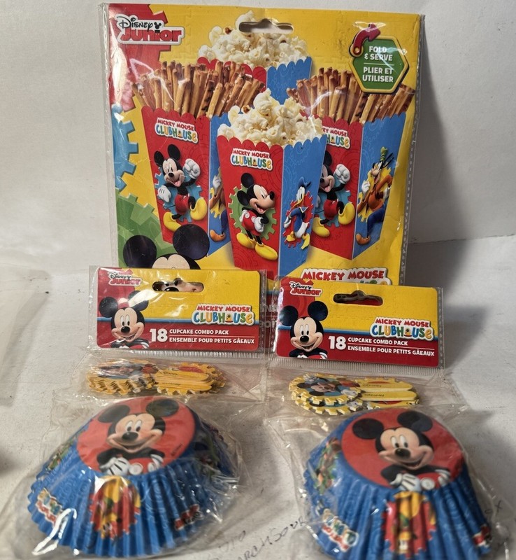 2 Disney Jr. Mickey Mouse 36 Cupcake Inserts Birthday Party 4 Snack Boxes