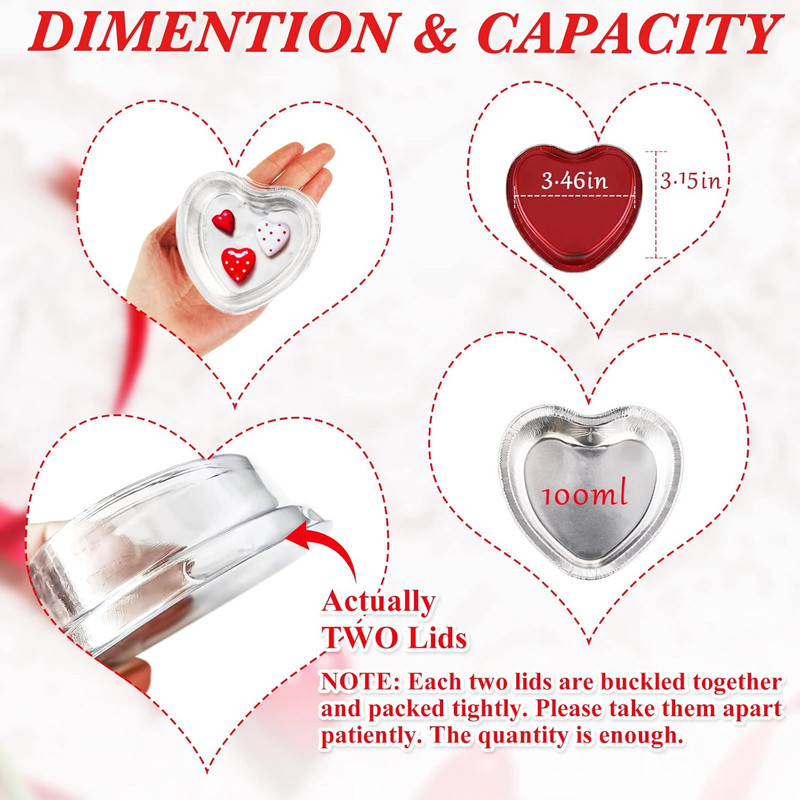 20 Sets Aluminum Foil Cake Pan Heart Shaped Cupcake Cup with Lids 100 Ml/ 3.4 Ou gallery