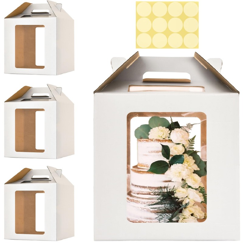 14x14x14 Inch Tall Cake Boxes for Tier Cakes 3pack Large Tiered with windows