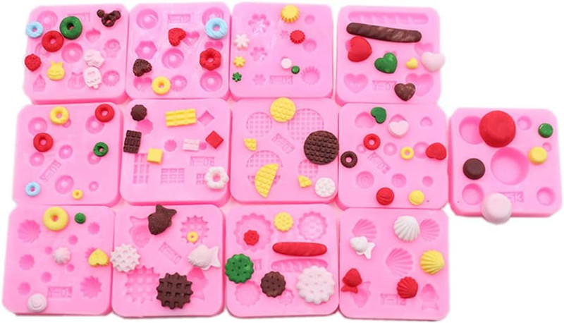 13Pes Mini Silicone Molds for DIY Cake Fondant Biscuit Cookies Sugar Pudding …