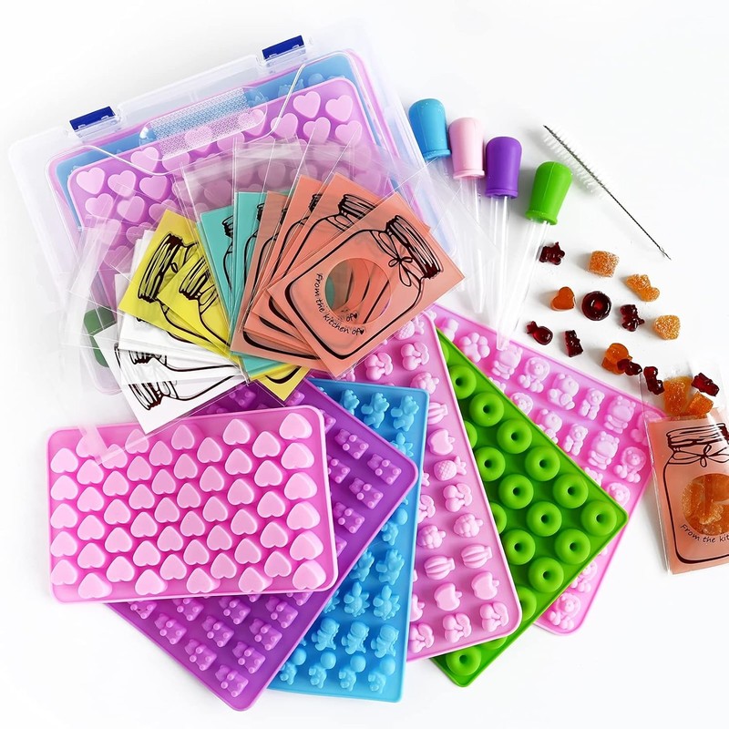 Gummy Bear Molds Silicone 32PCS, Non-stick Chocolate Candy Mold 18 Shapes for