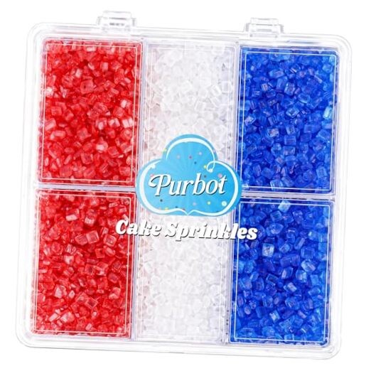 Red White and Blue Sprinkles for Baking, 130g/4.6oz 4 of July Red White Blue