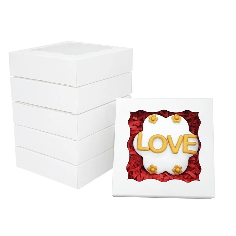 100 Pcs Cookie Boxes With Window 4 1/2″ X 4 1/2″ X 1 1/5″ Inch Individual Small