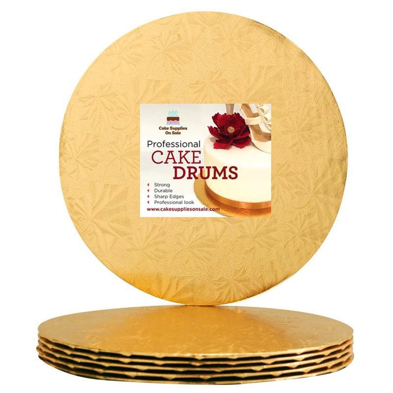 Gold Round Thin Cake Board Drums 10×1/4 Inch 12 PCS Sturdy Display Base