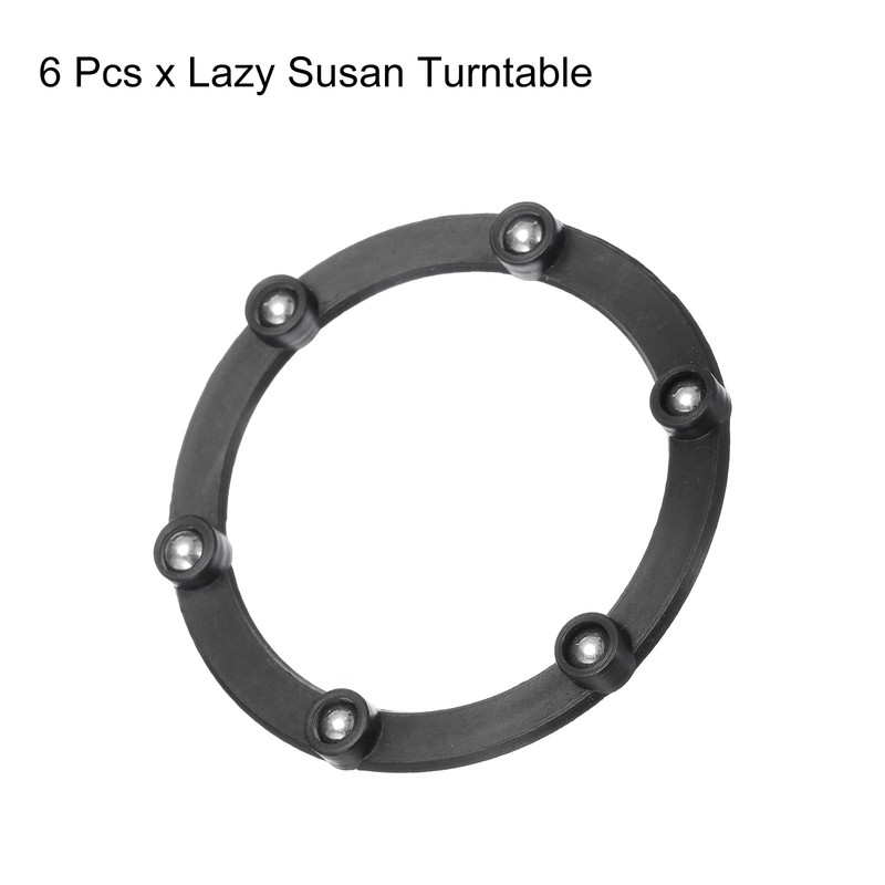 3" Rotating Swivel Stand with Steel Ball Lazy Susan 0.06x2.17" Black 6Pcs gallery