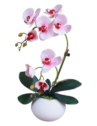 17″ White Fake Orchid in Vase Artificial Orchids A8:white B Orchid With Vase