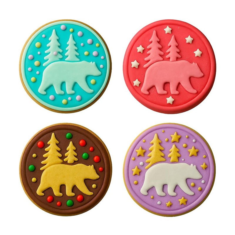 Forest Bear with Pine Trees Cookie Cutter & Stamp 4x4" for Baking Fondant Clay gallery