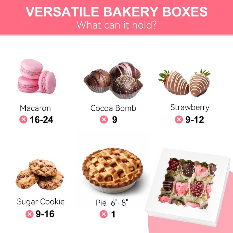 15 Pack Cake Boxes with Window Bakery Boxes for Cake Pie, 8x8x2.5inch gallery