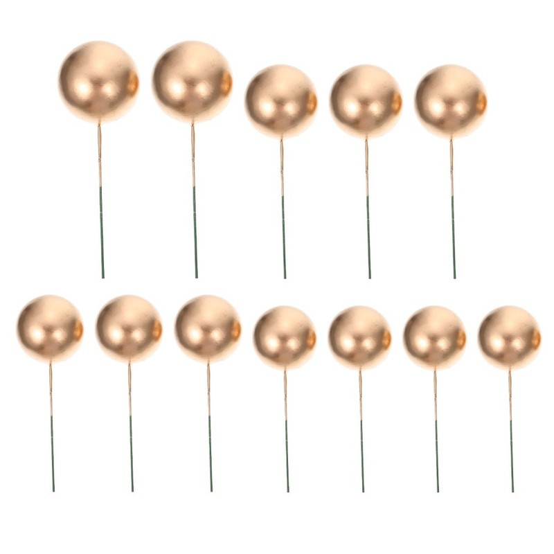 12 Pcs Edible Gold Balls Cake Decoration Mini Topper Round Topppers