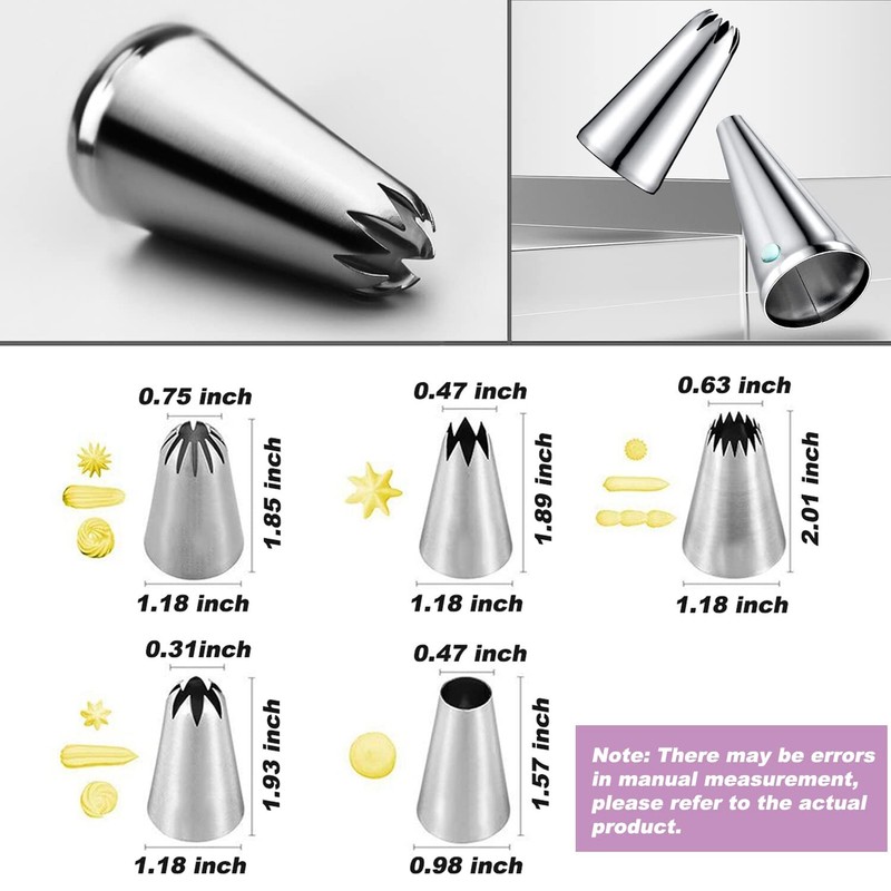 5 Pcs Large Piping Tips Set Stainless Steel for Cookies Cupcakes gallery