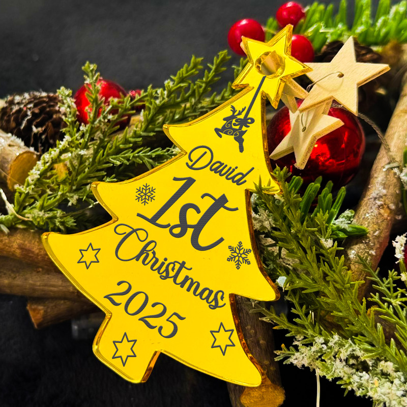 PERSONALISED First Christmas Bauble Ornament Acrylic 3mm Tree Decoration gallery