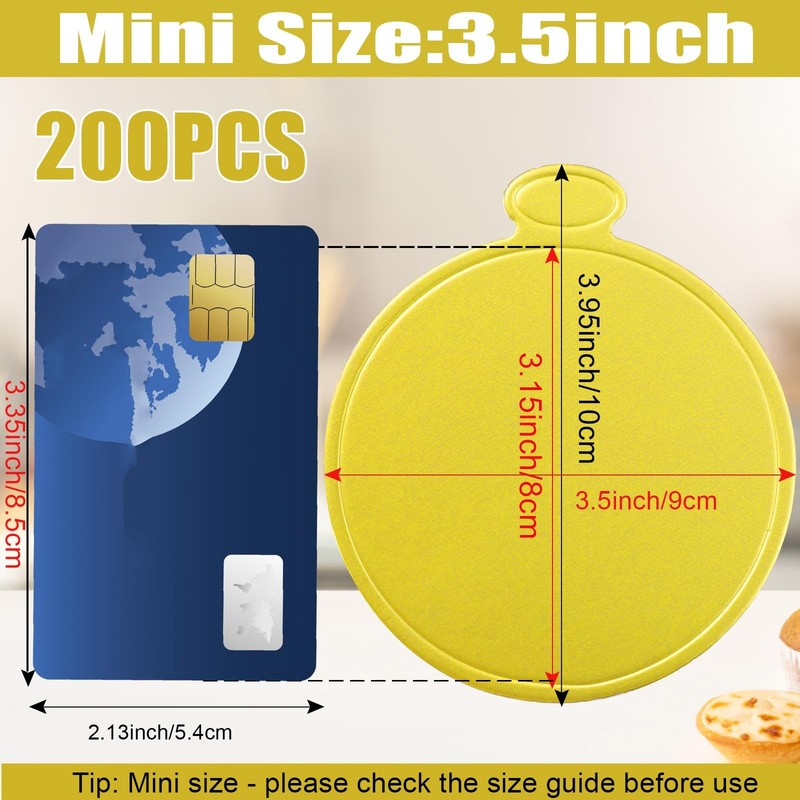3.5 Inch Mini Cake Boards,200 Pcs Mini Round Golden Cake Boards,Mousse Cupcak... gallery