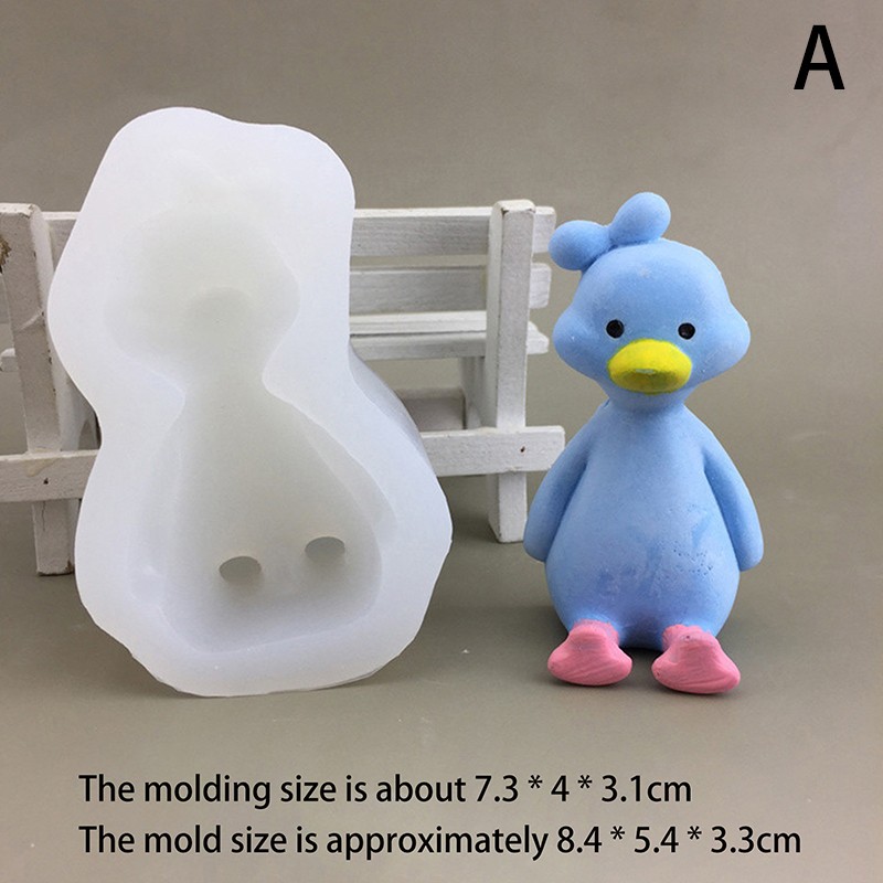 3D Cute Cartoon Duck Silicone Mold DIY Scented Candle Plaster Soap Resin Moul A3