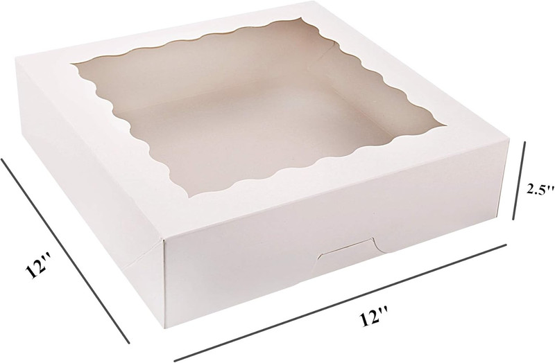 20-Pack Pie Boxes 12" X 12" X 2.5", Bakery Boxes with Window, White Cookie Boxes gallery