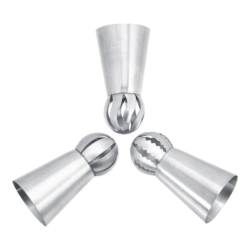 3pc Cake Icing Nozzle Pastry Decor Point Kit Stainless Steel Silver Flower Op... gallery