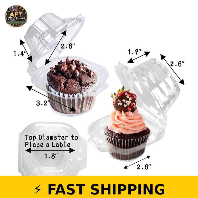 NPLUX 50 Pack Individual Cupcake Containers Plastic Holders gallery
