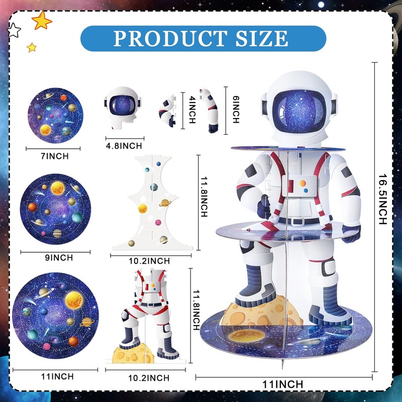 Outer Space Cupcake Stand - 3 Tier Astronaut Boy Cake Holder Decorations Dess... gallery