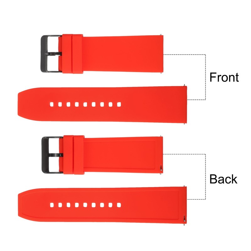 28mm Black Silicone Watch Strap with Quick Release, Red gallery