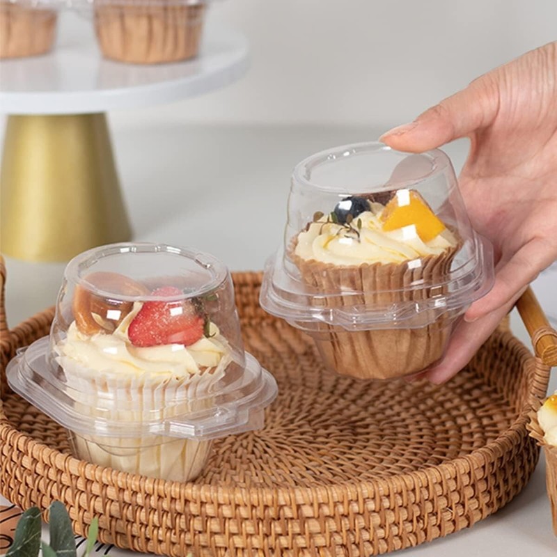 Individual Clear Plastic Cupcake Containers 100 pcs Disposable Dome Lids gallery