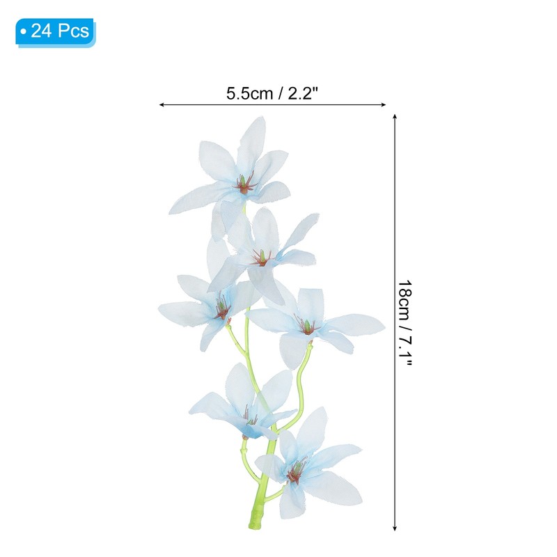 24Pcs 7" Artificial Orchid Flower Floating Candles Simulation Blue gallery